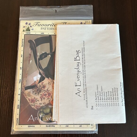 Favorite Things 055 “An Everyday Bag” (H-11”, W-14”, D-6”) Sewing Pattern Uncut - Picture 5 of 5